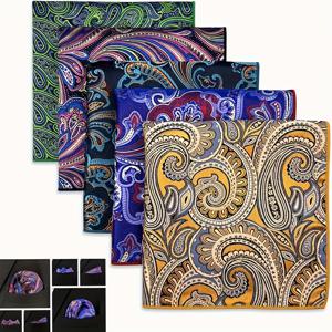 TEMU 5가지 색상 남성용 포켓 스퀘어 세트, 다중 포켓 손수건, 트렌디한 패션 추가, 레트로 패슬리 자수 패턴 스몰 스퀘어 스카프