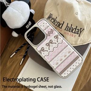 TEMU 폰 케이스: 에폭시 수지 소프트 쉘 전기도금 접착제 낙하 방지 폰 케이스 핑크 브라운 패턴, 애플 16ProMax/15Plus/14/13 호환, 충격 방지 보호 커버, 남자친구, , 언니, 가족을 위한 사랑스러운 휴일 선물