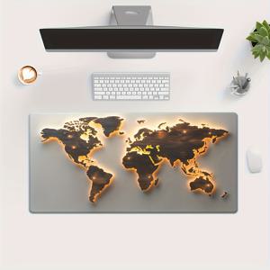 TEMU XXL 대형 세계지도 데스크 매트 - 다크 배경, 빛나는 대륙, 미끄럼 방지 고무 베이스, 게이밍 및 사무용. PC & 노트북 키보드 마우스 패드 또는 작업공간 장식으로 적합 - 여행자와 지리 애호가를 위한 완벽한 액세서리