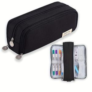 TEMU 일본 스타일 삼중 지퍼 필통 - 대용량 & 더블 오프닝 오피스 정리함, 펜, 마커, 노트북용 멀티컬러 구획 - 내구성 있는 일본 디자인 북형 문구함 (학생 선물용)