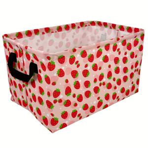 TEMU 딸기 보관 바구니 접이식 딸기 꽃 하트 수납함 손잡이 빨간색 핑크색 패브릭 수납 상자 가정 사무실 정리 장식, 세탁 바구니|빨래바구니