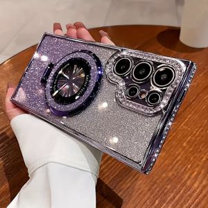 TEMU 휴대폰 케이스 - 휴대폰 케이스 - 삼성 갤럭시 S25, S24, S23, S22 울트라 시리즈에 적합한 반짝이는 엣지 전기 도금 케이스입니다. 렌즈 필름과 반짝이는 스탠드가 함께 제공되어 고급스러운 충격 방지 보호 기능을 제공합니다.|폰케이스|S22케이스