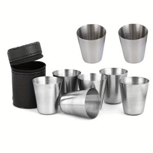 TEMU 9개 야외 실용적인 여행용 스테인리스 스틸 미니 컵 세트, 1.01oz 휴대용 음료 용기, 피크닉 & 파티용 주류 글라스 - 모임, 축제 선물, 크리스마스, 할로윈, 새해 행사에 적합