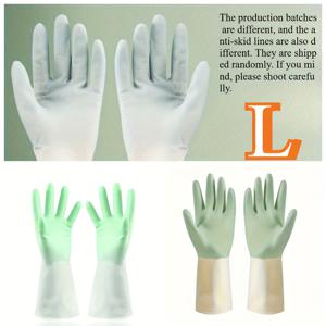 TEMU 베이지색과 민트 그린 색상의 두꺼운 주방 장갑. 설거지, 청소 및 가정용품 다루기에 적합하게 디자인되었습니다. 내구성이 뛰어난 소재로 제작되었으며 주방, 욕실 및 거실에 적합합니다. 24시간 사용에 적합한 인체공학적 디자인의 장갑입니다.