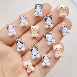 TEMU 60개 미니 고양이 & 물고기 레진 참 - 스타일 플랫 백 스티커, DIY 네일 아트, 스크랩북, 웨딩 데코 & 공예용 - 귀여운 표정의 고양이 머리, 헤어, 매니큐어용 (크리스마스 추천)