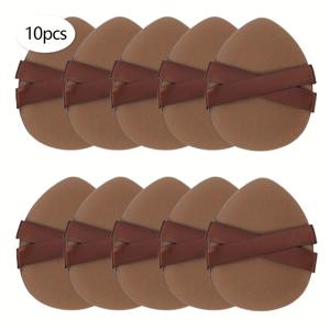 TEMU 더블 리본 대형 워터 드롭 퍼프 10개입, 블렌딩용 뷰티 메이크업 스펀지 - BB크림, 리퀴드 파운데이션, 루스 파우더로 완벽한 베이스 연출. 컨실러, 블러셔, 아이섀도우 혼합에도 사용 가능. 물에 반응하는 라텍스 프리 건드라이 듀얼 파운데이션 메이크업 스펀지, 모든 피부 타입에 적합