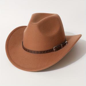 TEMU 하트 모양의 왕관과 넓은 챙이 특징인 탑햇 디자인의 스타일리시한 여성용 모자입니다. 얇은 허리 벨트와 꽃 장식이 돋보입니다. 이 독특한 넓은 챙의 펠트 모자는 야외 활동에 완벽하며 남녀공용으로 활용하기 좋습니다.