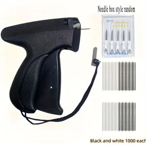 TEMU 1 업그레이드된 빠른 의류 수선 재봉총 (검정색 및 흰색 패스너 각 1000개, 바늘 6개 포함) | 수동 라벨 건, 양말 및 수건 라벨 제작기, 의류 재봉 도구, 빠른 수리 도구, 패브릭 수리 키트, 사용하기 쉬움, 경량