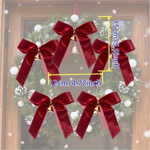 TEMU 데이 오리지널 핸드니트 대형 레드 벨 리본, 세련된 감각을 보여주는 다목적 올인원. 크리스마스 트리, 데이 및 크리스마스 리스, 웨딩, 파티, 홈 데코, 의류 액세서리 등 장식에 이상적