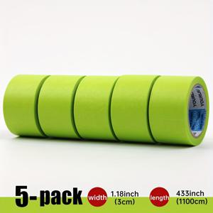 TEMU 일본 와시 테이프 5/10롤 대량 팩 - 3cm 폭 네온 그린 & 라임 그린 방수 내열 페인터 테이프, 강력 접착제 제거 가능 잔여물 없음 DIY, 마스킹, 벽지, 석고보드, 목공용 - 다목적 (호환 가능)