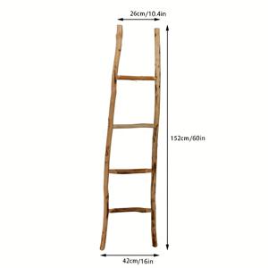 TEMU 천연 나무결 솔리드 장식 사다리, 빈티지 홈 데코 5피트 솔리드 우드 계단, 브라운, 각 하나가 독특함, 조립 불필요, 욕실, 주방, 거실, 침실에 적합한 우아한 홈 데코 선반, 공간 절약형 클래식 미적 감각 D|욕실선반