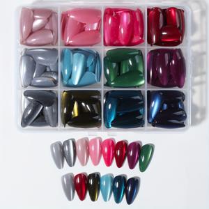 TEMU 288개 가을/겨울 새해 아몬드 네일 (12가지 색상) 별이 빛나는 하늘 고양이 눈매 콤비네이션 세트 인조 네일 패치, 풀 커버리지 네일, 탈부착 가능, Y2K 네일, 성격 향상, 프레스온 네일, 여성 및 데일리 착용에 적합