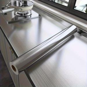 TEMU 1롤 31.5인치 두꺼운 인조 스테인리스 스틸 벽지 | 방수, 스크래치 방지, 간편한 청소, 거실, 침실, 식당, 주방 벽 및 가구용 자가 접착 비닐