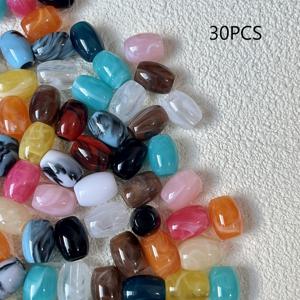 TEMU DIY 주얼리 제작, 공예 액세서리, 장식용 구슬 및 구슬 모음용 모조 옥 10x14mm 타원형 큰 구멍 구슬 30개