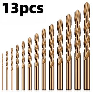 TEMU 13피스 헤비듀티 M35 고속강 드릴 비트 세트 - 금속, 스테인리스, 주철, 목재 및 플라스틱용 - 내구성 강한 금속 케이스 포함, 전문가용 및 DIY 드릴링 도구