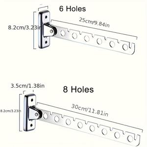 TEMU 헤비듀티 스테인리스 스틸 접이식 벽걸이 옷걸이 - 6/8홀 & 스윙 암 홀더, 공간 절약형 접이식 디자인, 현대적인 옷장 정리대, 세탁실 수납 랙, 의류 건조대|빨래건조대