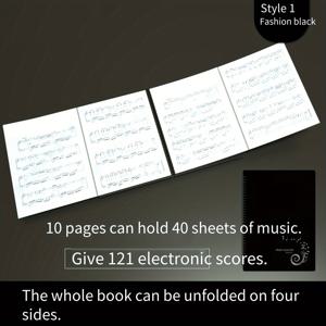 TEMU 드럼 및 피아노용 악보 정리를 위한 조절 가능한 투명 삽입물이 있는 검은색 비반사 음악 악보 폴더, 합창 악보 및 기타 음악 작품을 위해 설계됨