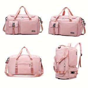 TEMU 여성용 멀티백 세트, 다용도 여행 & 짐백 - 세련된 핑크, 대용량 멀티 오거나이저, 조절 가능한 어깨끈, 독립형 신발 수납공간 - 내구성 폴리에스터, 지퍼 잠금 - 데이 여행에 완벽