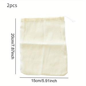 TEMU 2팩 무스린 드로스트링 티백, 티, 수프 및 향신료 포장용 재사용 가능한 메쉬 필터백