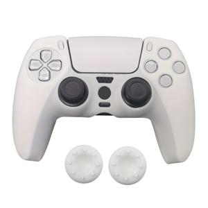 TEMU PS5 컨트롤러용, 게임 컨트롤러 그립 + 스틱 캡 세트, 미끄럼 방지 및 스크래치 방지로 게임 조작감 향상