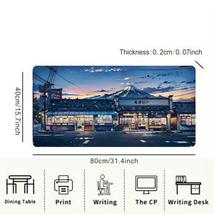 TEMU 1개 특대형 선셋 스트리트 게이밍 마우스 패드 - 두꺼운 미끄럼 방지 워셔블 고무 데스크 매트, 게이머 및 사무용으로 적합, 정밀 엣지 잠금으로 대형 데스크탑 마우스 패드 제공.