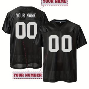 TEMU 개인 맞춤 이름 및 번호 디자인, 남성용 반팔 축구 저지, 루즈핏, 통기성 좋은 V넥, 자수 럭비 저지, 팀 훈련용 스포츠 셔츠.