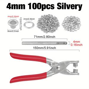 TEMU 4mm/6mm/12mm 아일렛 플라이어 + 100개 골드/실버 아일렛 (설치 및 펀칭 도구 포함)