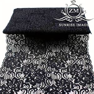 TEMU 1개 생생한 부드러운 탄성 원단 레이스 리본 네트 스트레치 레이스 트림 30CM / 11.8IN 폭 재봉 의류 속옷 팬티 수제 공예 재료 속이 빈 플로럴 신축성 있는 레이스 테이프 홈 의류 장식 액세서리