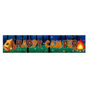 TEMU 해피 캠퍼 배너 - 귀여운 텐트 & 캠프파이어가 있는 캠핑 파티 장식, 캠핑 테마, 샤워, 파티 장식에 적합한 배너