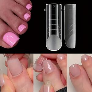 TEMU 120개 재사용 가능한 젤 네일 몰드 (발톱용), 직사각형 모양의 양면 몰드, 발톱 연장용으로 디자인