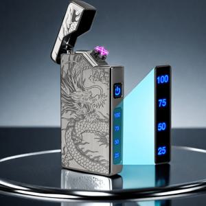 TEMU 혁신적인 USB-C 충전식 드래곤 라이터, 바람에 강한 플라즈마 듀얼 아크 라이터 (야외 활동용), 스타일리시한 LED 전원 표시등 펄스 라이터 선물 (친구용)