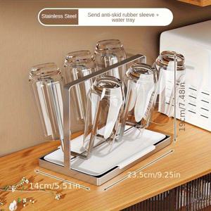 TEMU 새로운 스타일리시한 스테인리스 컵 홀더 드립 트레이 포함, 고품질 - 스크래치 방지 커버, 6개 걸이 용량, 창의적인 디자인, 세척 쉬움 & 내구성 – 다양한 스타일 제공