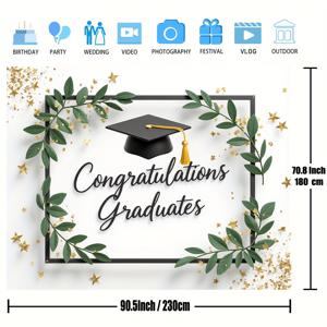 TEMU 1개, 졸업 기념 태피스트리, 졸업 축하 디자인, 실내외 축하용, 가든 파티 장식, 홈 데코, 사진 배너, 내구성 있는 소재