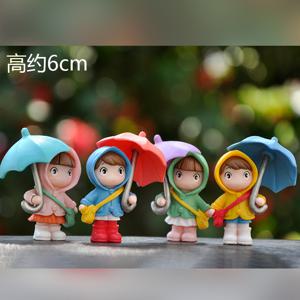 TEMU 2PSC 랜덤 컬러 우산 소녀 인형, 귀여운 카툰 소녀 피규어, 케이크 테이블 장식용 소품
