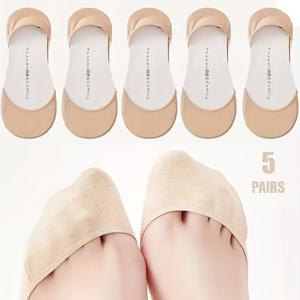 TEMU 여성용 봄 여름 얕은 입구 보트 양말 5켤레, 하이힐 양말 오픈토 보트슈즈, 얇은 실리콘 미끄럼방지 보이지 않는 밑창 슬리퍼
