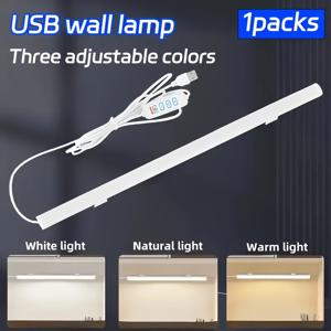 TEMU 2/1개, 50인치/40인치 자석 마운트 USB 플러그인 LED 벽 조명, 눈 보호 학습 독서등, 삼중 색온도 조절, 주방/캐비닛/책상 야간 조명용