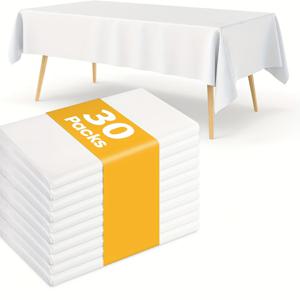 TEMU 30/20/10개 화이트 일회용 플라스틱 직사각형 테이블보, 대형 모임, 레스토랑, 홈 테이블 장식용 54x108인치, 파티, 피크닉, 웨딩, 장식용 테이블 커버, 직사각형, 화이트 플라스틱 시트