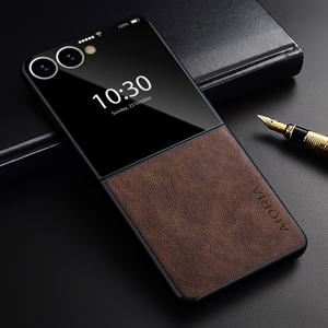 TEMU AIORIA 고급 인조 가죽 커버 삼성 갤럭시 Z 플립 7, 6, 5, 4, 3 Z Flip7 FE 5G, 빈티지 스타일, 완벽 보호 케이스