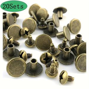 TEMU 20세트 혼합 색상 원형 평면 시카고 나사, 가죽 시카고 리벳 키트, 단추, 귀걸이, 가죽 리벳, 수제 가죽 의류, 신발, 벨트, 가방용 시카고 나사에 적합, 8/25인치.