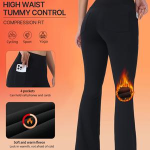 TEMU 원팩 가을/겨울용 안감 하이웨이스트 여성 운동용 긴 바지, 트레이닝 힙 리프팅 요가 레깅스, 야외 러닝 워크아웃용 탄력 있는 와이드 플레어 바지, 솔리드 컬러 양면 포켓 드로스트링 테이퍼드 보온 조거 팬츠