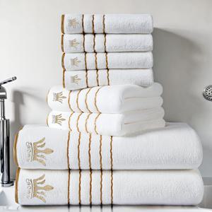 TEMU 크라운 자수가 있는 초소프트 코랄 목욕타월 세트 8pcs, 목욕타월 2개 (70 X 140cm), 핸드타월 2개 (42 X 70cm), 세수타월 4개 (34 X 34cm), 빠른 건조, 고흡수력, 가벼운 무게, 가정, 호텔, 스파 사용에 이상적, 야외 피트니스, 캠핑, 크리스마스 선물로 완벽