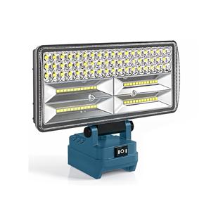 TEMU 마키타 18V Max 배터리에 적합한 무선 LED 작업등 | 2단계 조절, USB 포트 2개, 140° 회전 헤드, 비상 및 작업 현장 조명, 본체만 포함, 배터리 미포함