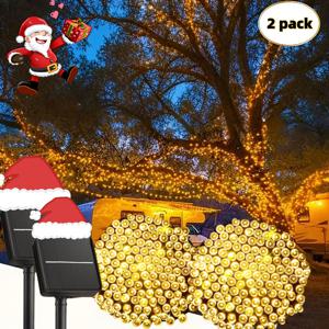 TEMU 새로운 야외용 LED 스트링 조명 세트, 200개 LED 전구, 79피트(24.08미터) 길이, IP65, 페어리 라이트, 태양광 발전, 8가지 조명 모드, 할로윈, 파티, 크리스마스 장식용, 열/화이트 색상 옵션 제공