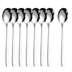 TEMU 8피스 스테인리스 스푼 세트, 커피 스푼, 디저트 스푼, 실버웨어 세트 포함. 한국식 롱핸들 스푼, 주방용품, 식기세척기 안전, 광택 표면. 부활절, 할로윈, 크리스마스, 파티 선물용