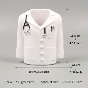 TEMU 1개 레진 아트 펜 홀더 & 화병, 의사 유니폼 디자인 - 우아한 홈 데코 액센트, 책상용 건조 꽃 장식에 적합, 필기구 정리 및 펜 보관