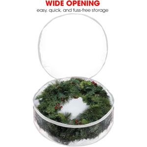 TEMU 1/2팩 대형 투명 PVC 크리스마스 리스 보관 가방 - 상단 개구부 & 하단 접근이 가능한 헤비듀티 투명 리스 컨테이너, 인공 화환, 장식품, 소나무 가지에 적합 - 휴일 장식용 내구성 있는 플라스틱