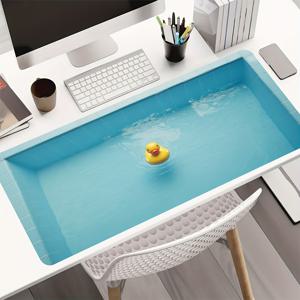 TEMU 1개 귀여운 오리 수영장 미끄럼 방지 게이밍 마우스 패드 | 사무실 및 가정용 고무 데스크 매트, 게이머 및 전문가를 위한 이상적인 선물, 내구성 및 스타일리시한 디자인, 폴리에스터 섬유 표면, 고무 뒷면