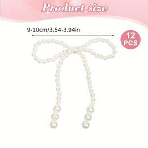 TEMU 12개 우아한 화이트 리본 세트 | 데일리 및 웨딩 장식을 위한 플라스틱 스파클 장식, 화환, 선물 포장 및 발렌타인데이 장식에 적합