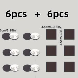 TEMU 12개 자석 흡착 패치 세트 (원형 6개 + 사각형 6개), 드릴링 불필요 자석 흡착, 부드러운 자석 패치, 자석 스톤, 자석 패치, 주방 정리, 벽면 수납 흡착 후크, 다용도 후크