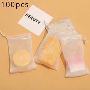 TEMU 100개 3.5*5.9인치 각질 제거 메쉬 비누 가방 폼 이중층 비누 보호 가방 끈 잡이 가방, 결혼 선물, 크리스마스, 추수감사절에 적합, 가족과 친구를 위한 완벽한 선물